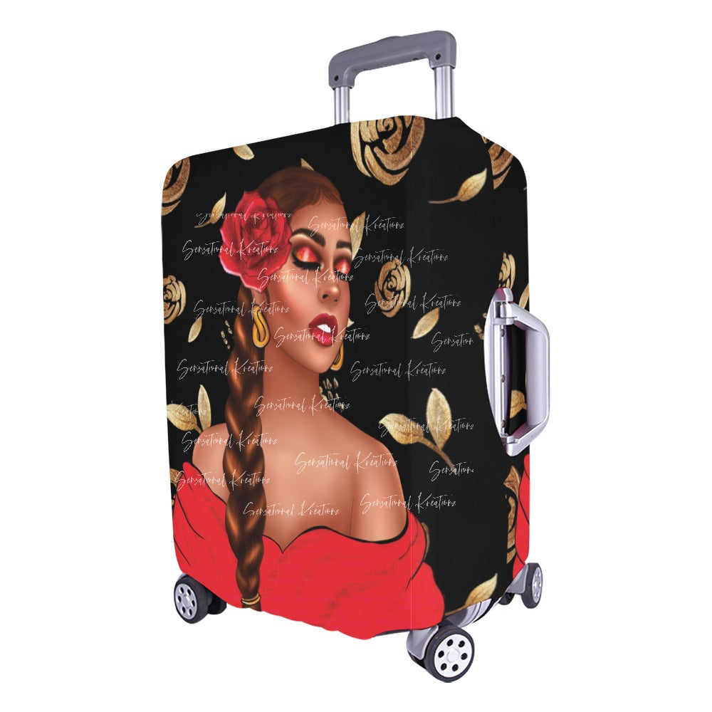 Gold Rose Luggage Cover