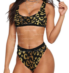 Two Piece Black/Gold Swimsuit Set