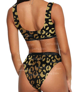 Two Piece Black/Gold Swimsuit Set