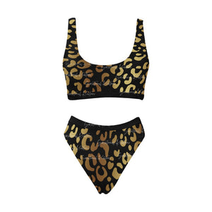 Two Piece Black/Gold Swimsuit Set